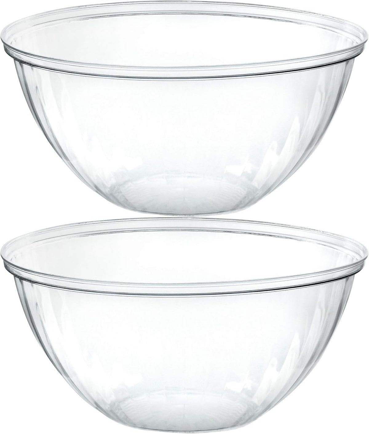 PLASTICPRO Disposable Round Crystal Clear Serving Bowls For Party Snack or Salad, Plastic Clear Chip Bowls, Candy Dish (2, 48 OUNCE)