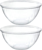 PLASTICPRO Disposable Round Crystal Clear Serving Bowls For Party Snack or Salad, Plastic Clear Chip Bowls, Candy Dish (2, 48 OUNCE)