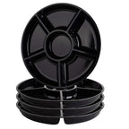 Plasticpro 6 Sectional Round Plastic Serving Tray/Platters Clear Pack of 2