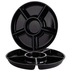 Plasticpro 6 Sectional Round Plastic Serving Tray/Platters Clear Pack of 2