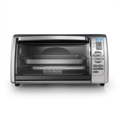 Black+Decker Countertop Convection Toaster Oven, 8 One-touch Cooking Functions, Stainless Steel