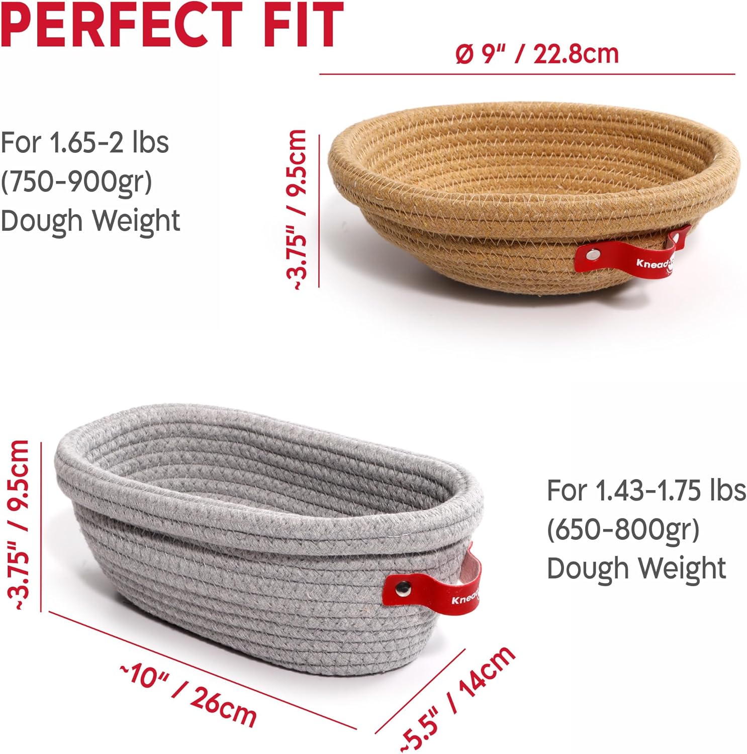 Cotton Rope Banneton Bread Proofing Basket Set, Oval & Round Bread Baskets with Liners & Covers for Artisan Bread Baking, Sourdough Bread Baking Supplies