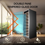 Whynter BWR-1662SD 166 Built-in or Freestanding Stainless Steel Compressor Large Capacity Wine Refrigerator Rack for Open LED Display, Black-166 Bottle, Black
