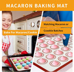 Rolling-Pin-Silicone-Baking-Mats-Set, Nonstick Dough Rolling Pastry Mat for Cookie Macaroon Pie Crust Pizza, Heat-resistant Silicone Baking Sheets for Oven, Silicon Macaroons Baking Mats