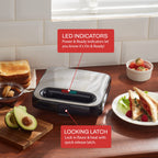 Elite Gourmet ESM2207SS# Stainless Steel Sandwich Panini Maker Grilled Cheese Machine Tuna Melt Omelets Non-stick Cooking Surface, 2 Slice, 750 Watts, Stainless Steel