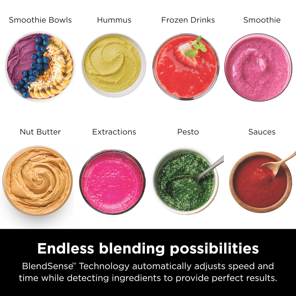 Блендер Ninja TB201 Detect Power Blender Pro, технологія BlendSense, для смузі, коктейлів тощо, пікова потужність 1800 Вт, глечик об'ємом 72 унції, блендер, чорний