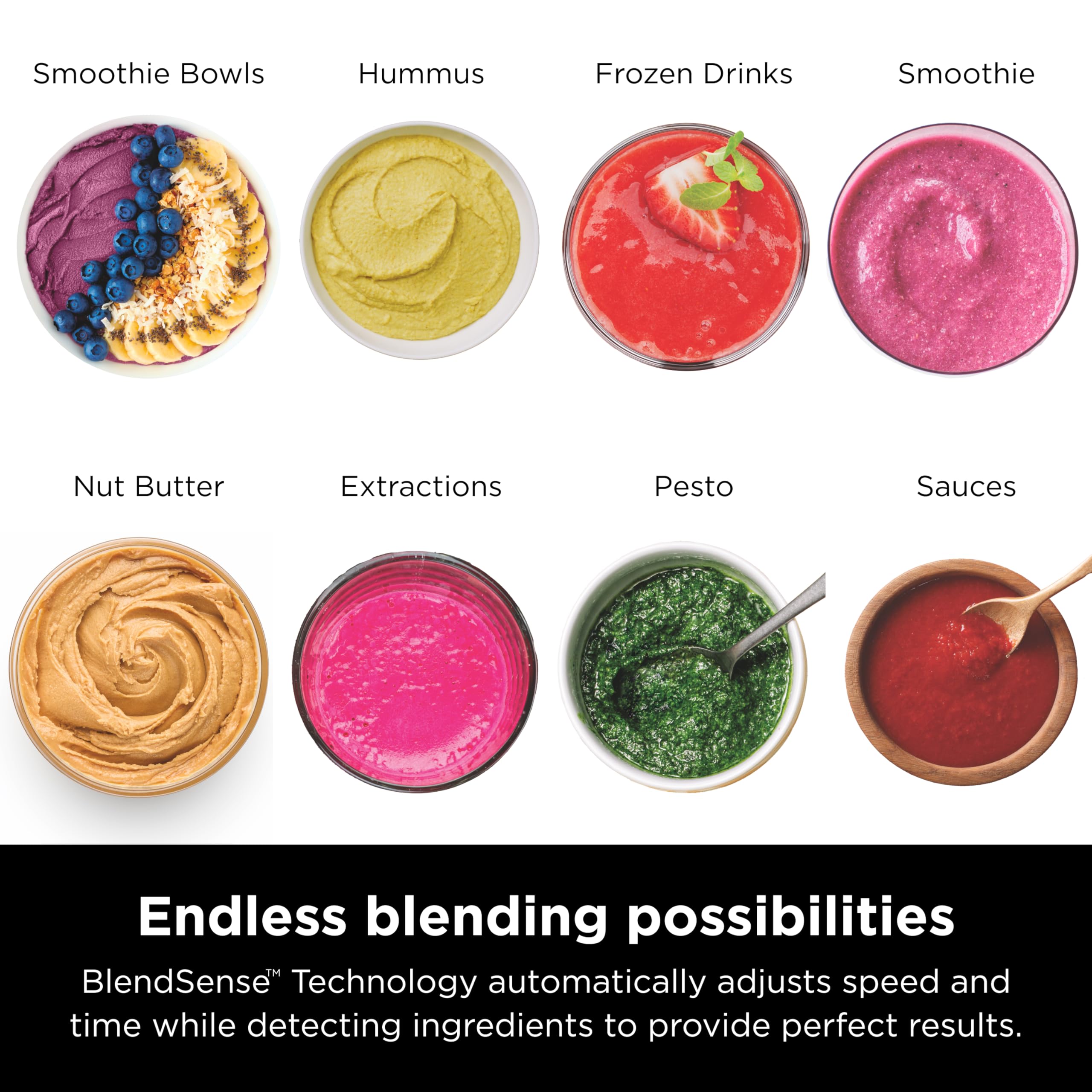 Блендер Ninja TB201 Detect Power Blender Pro, технологія BlendSense, для смузі, коктейлів тощо, пікова потужність 1800 Вт, глечик об'ємом 72 унції, блендер, чорний