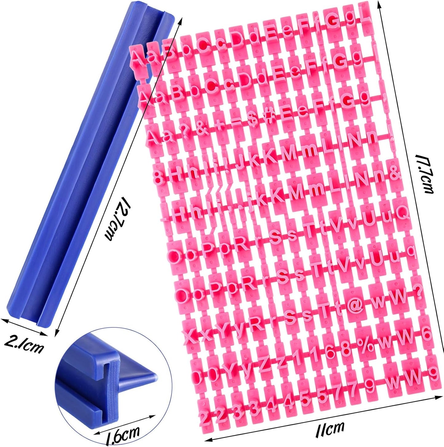 225 Pcs Alphabet Number Punctuation Cookie Letter Biscuit Stamp Cookie Letters Stamp Set Including alphabet Lower and Upper Case for biscuit decor Embosser Cutter Fondant DIY Tool(Yellow, Pink)