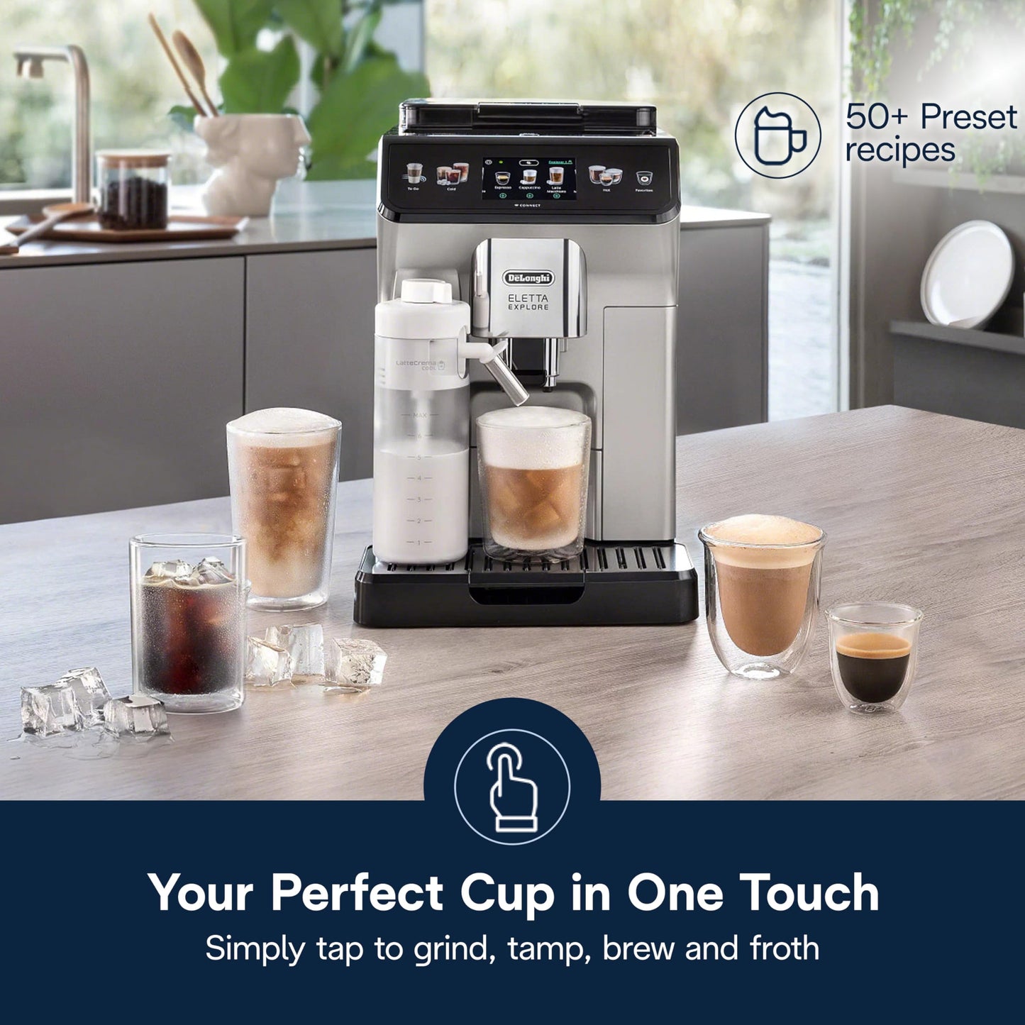 De'Longhi Eletta Explore Espresso Machine with Cold Brew, Automatic Hot & Cold Milk Frother for 50+ One Touch Recipes, Built-in Grinder, ECAM45086S