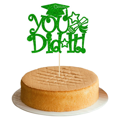 1Pc Congrats Grad 2025 Cake Topper Red Glitter Diploma Graduation Cap Cake Pick Congrats Class of 2025 Cake Decorations for 2025 Graduation Theme High School Boys Girls Graduate Party Supplies