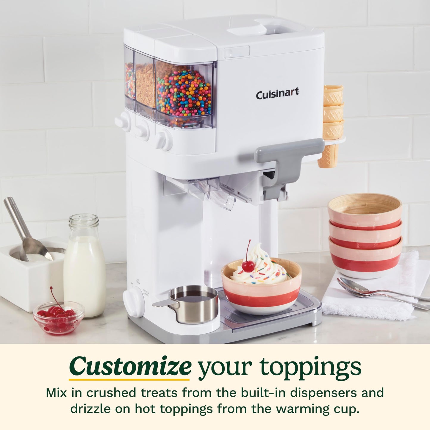 Cuisinart Soft Serve Ice Cream Machine- Mix It In Ice Cream Maker for Frozen Yogurt, Sorbet, Gelato, Drinks 1.5 Quart, White, ICE-48