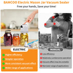 3 in 1 Electric Mason Jar Vacuum Sealer Kit, Auto Stop Jar vacuum Sealer for Mason Jars Vacuum Sealer for Jars Wide & Regular Mouth & Sous Vide Bags Compact Vacuum Sealer Vacuum Sealer for Food White