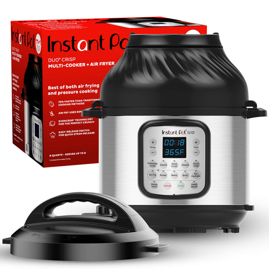 Instant Pot Duo Crisp 11-in-1 Air Fryer and Electric Pressure Cooker Combo with Multicooker Lids that Air Fries, Steams, Slow Cooks, Sautés, Dehydrates, & More, Free App With Over 800 Recipes, 6 Quart