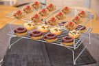 P&P CHEF Cooling Rack Set of 2, 2-Tier Stackable Stainless Steel Wire Racks for Baking Cooking Cooling Roasting, Collapsible & Heavy Duty, Oven Safe & Easy Clean, 15" x 10", Silver