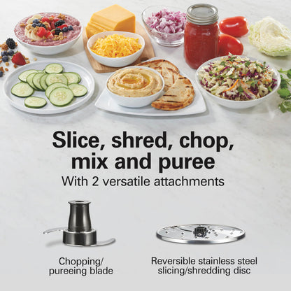 Hamilton Beach Stack & Snap Food Processor and Vegetable Chopper, BPA Free, Stainless Steel Blades, 12 Cup Bowl, 2-Speed 450 Watt Motor, Black (70725A)