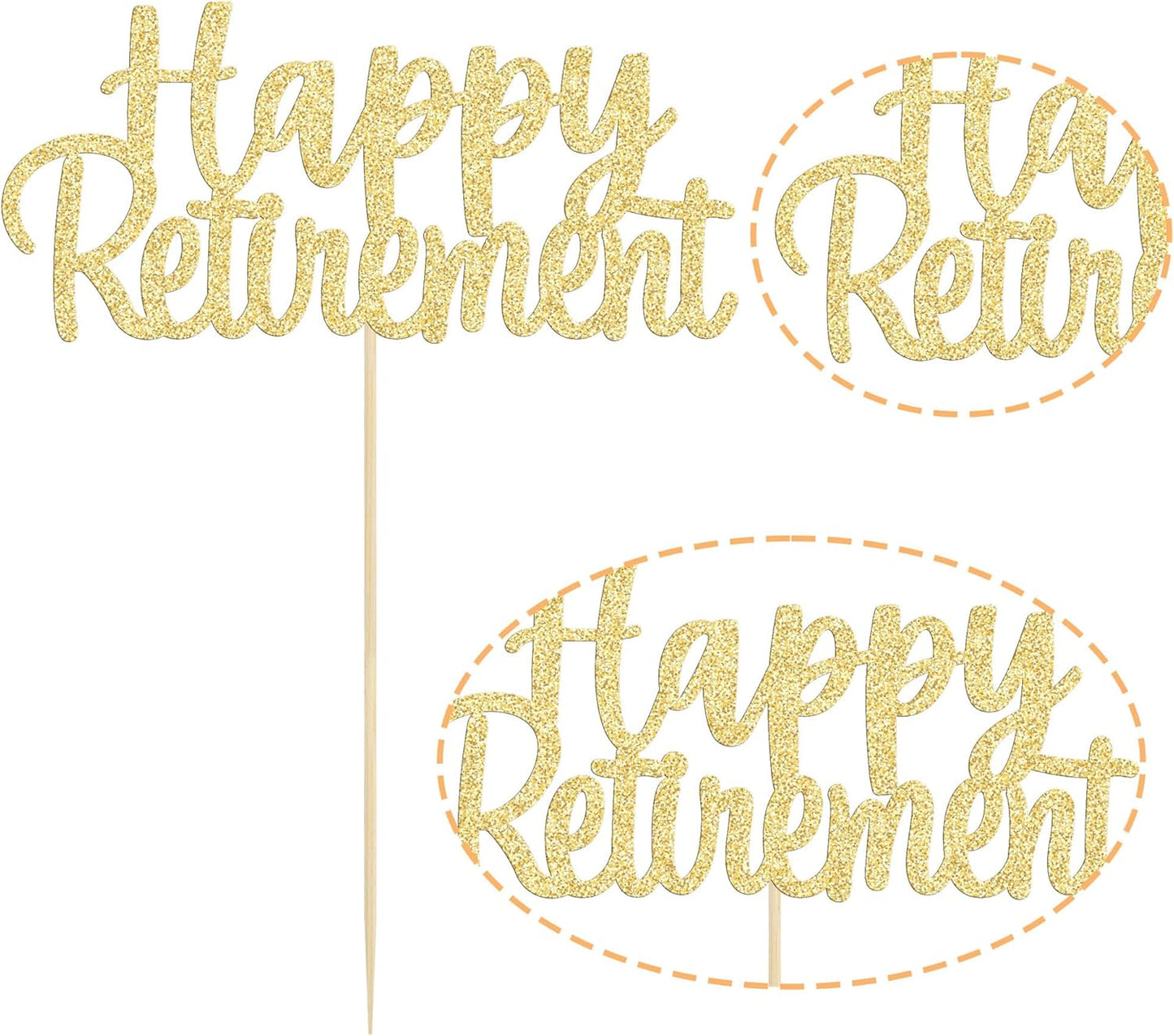 Gyufise Gold Glitter Happy Retirement Cake Topper Retirement Cake Decoration Picks for Retired Party Cake Decoration Party Supplies 1 Pack