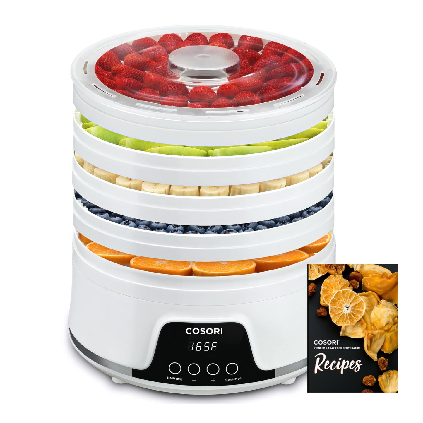 COSORI Food Dehydrator Machine for Jerky, 5 BPA-Free 12.2" Trays with 165°F Temperature Control and 48H Timer, 350W Dryer for Fruit, Herbs, Meat, Veggies and Dog Treats, 50-Recipes Book Included