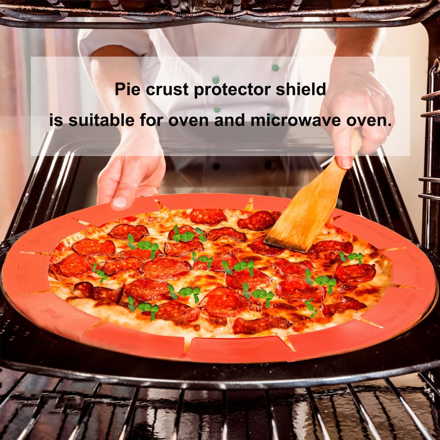 Adjustable Silicone Pie Crust Shields, Baking Protectors Cover Ring Fits 8-11.4 Inch Pies, Pie Crust Protector Cover Kitchen Tool for Baking Pie Pizza (A-A)