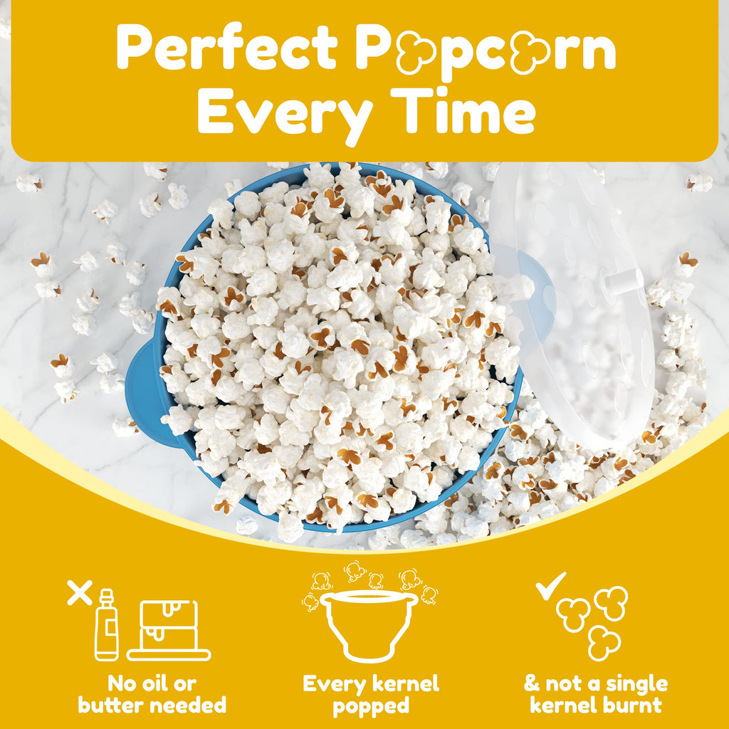 Popco Silikonowa maszynka do popcornu - Mikrofalowa maszynka do popcornu z uchwytami - Składana miska, Odporna na ciepło, Łatwa do czyszczenia, Idealna na rodzinne wieczory filmowe, Pojemność 15 filiżanek - Czarna