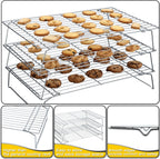 10 * 16 Inch Cooling Racks, 3 Stackable Tall Baking Racks, Stainless Steel Wire Rack for Baking Sheet, Cooling Racks for Cooking and Baking, Oven and Dishwasher Safe
