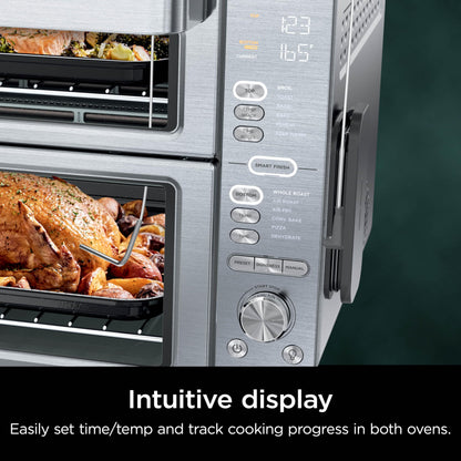 Ninja Countertop Oven Double Stack XL & Air Fryer with Pro Cook System, 12-in-1, Flexdoor, FlavorSeal, SMART FINISH with DualZone Technology, Air Fryer, Bake, Broil, Reheat, Stainless Steel, DCT651