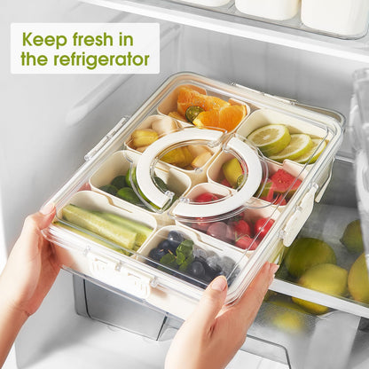 Snackle Box Container Divided Serving Platters with Lid and Handle Divided Snackle for Portable Snack Box Container Tray Perfect for Candy Fruit and Treats