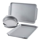 Farberware Nonstick Steel Bakeware Set with Cooling Rack, Baking Pan and Cookie Sheet Set with Nonstick Bread Pan and Cooling Grid, 10-Piece Set, Gray