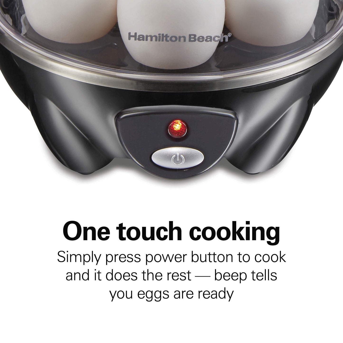 Hamilton Beach Egg Cooker 3-in-1 for Hard Boiled & Poached Eggs, Omelets & Vegetable Steamer, Holds 7, Black (25507)