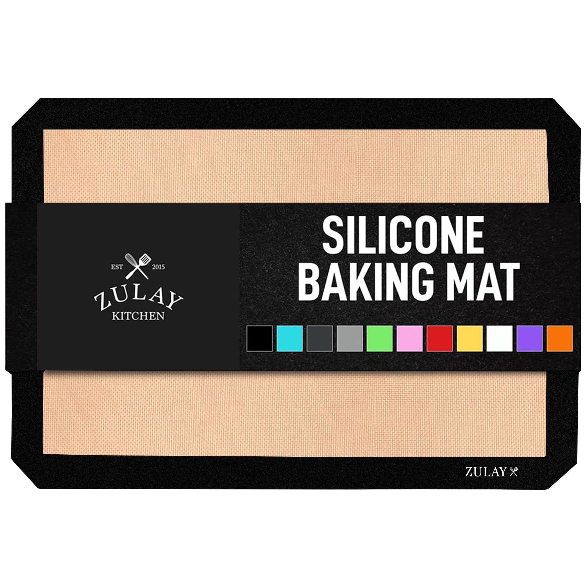 Zulay Kitchen 16.5"x11.6" 2-Pack Silicone Baking Mat - Reusable Nonstick Baking Sheet - Dark Gray