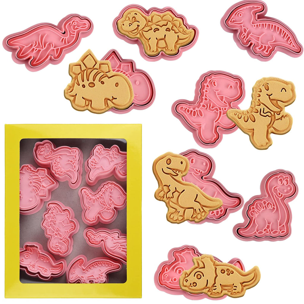 Animal Cookie Cutters With Plunger Stamps Set,8 Piece 3D Animal Embossing Cutters For Biscuit Fondant Cheese Baking Molds