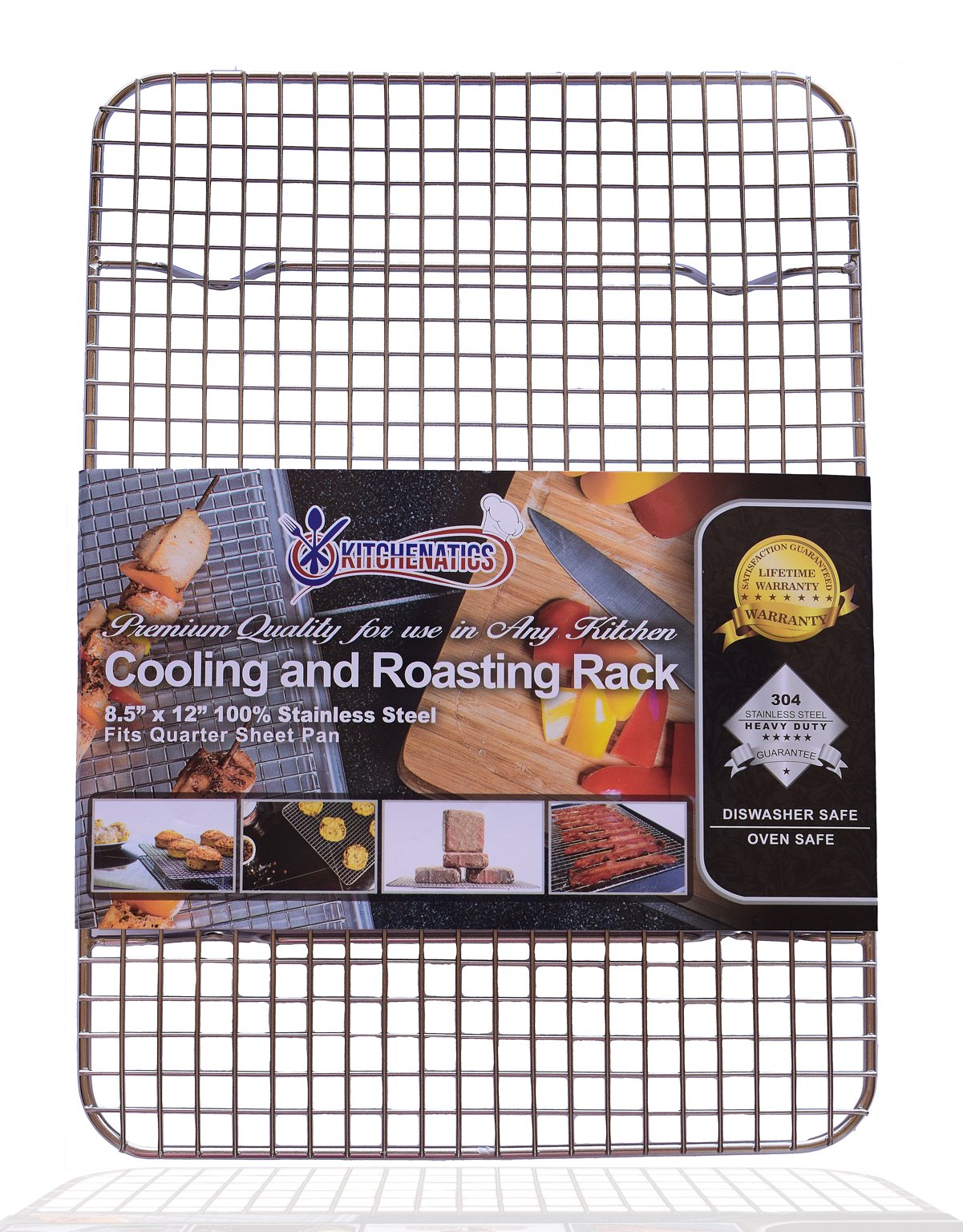 KITCHENATICS Heavy Duty Half Sheet Cooling Racks, Rust Resistant Stainless Steel Baking Racks, Wire Racks Fit Half Sheet Pan, Bacon Grill Rack for Oven, Cookie Cooling Racks 11.8" x 16.9" IN, Set of 2