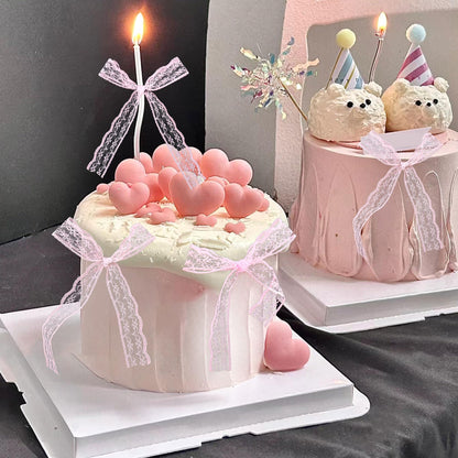 20 Pack Bow Cupcake Toppers Birthday Bowknot Ribbons Coquette Pink Bow High Footed Cup Balloon Wall Party Decorations Bridal Cake Dessert Picks Baby Girl Boy Wedding Party Supplies pink1