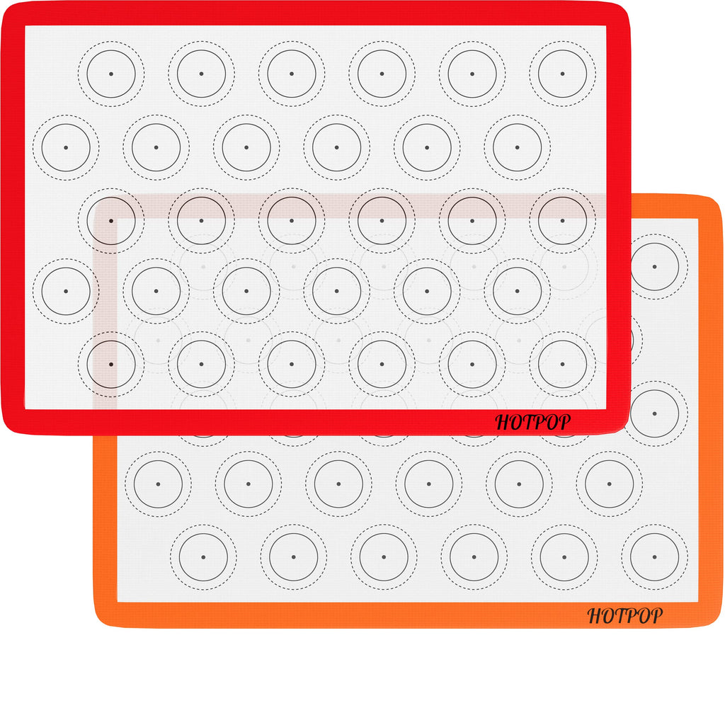 Set of 4 Reusable Macaron Cookie Sheet Baking Mats 0.75mm by HOTPOP (2 Half Sheets and 2 Quarter Sheets), Non Stick Baking Mats for Cookie Sheet