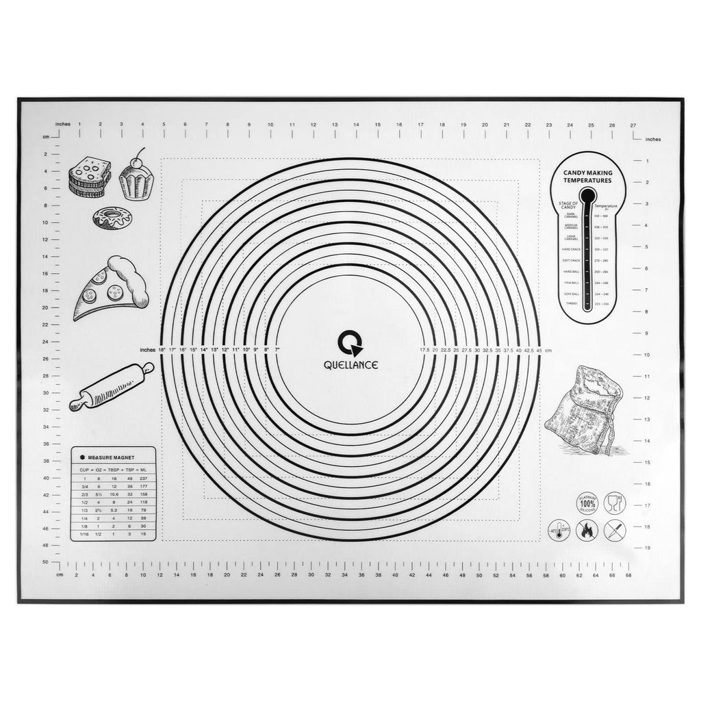 Silicone Pastry Baking Mat Dough - 16x24Inch Large Non Stick Slip Cookie Bread Rolling Mats Sheet, Kitchen Counter Kneading Cooking Board Pad Matt with Measurement for Pie Pizza Cookies Fondant Making