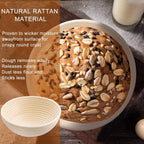 Banneton Bread Proofing Basket Banneton Basket Set Sourdough Proofing Basket Round Proofing Bowls Handmade Rattan Baskets and Liners (Round 9 inch set of 2)