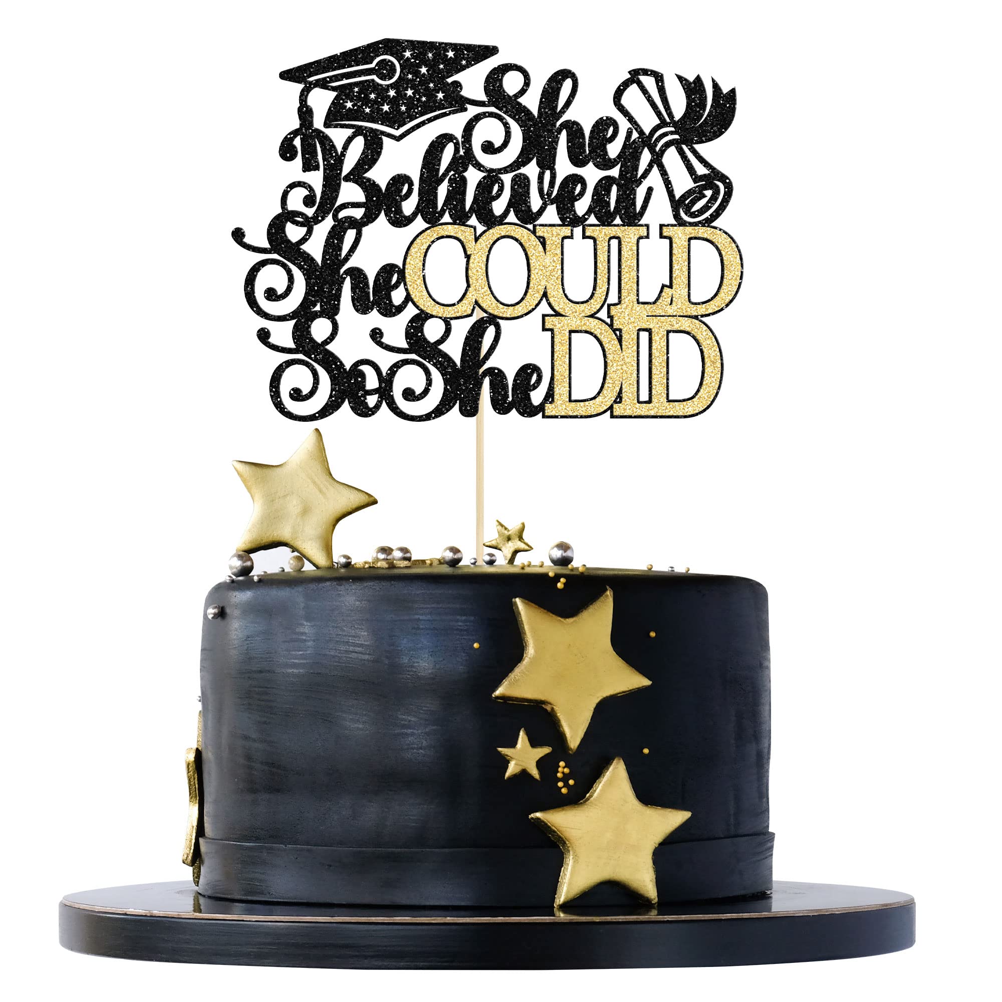 1Pc Congrats Grad 2025 Cake Topper Red Glitter Diploma Graduation Cap Cake Pick Congrats Class of 2025 Cake Decorations for 2025 Graduation Theme High School Boys Girls Graduate Party Supplies