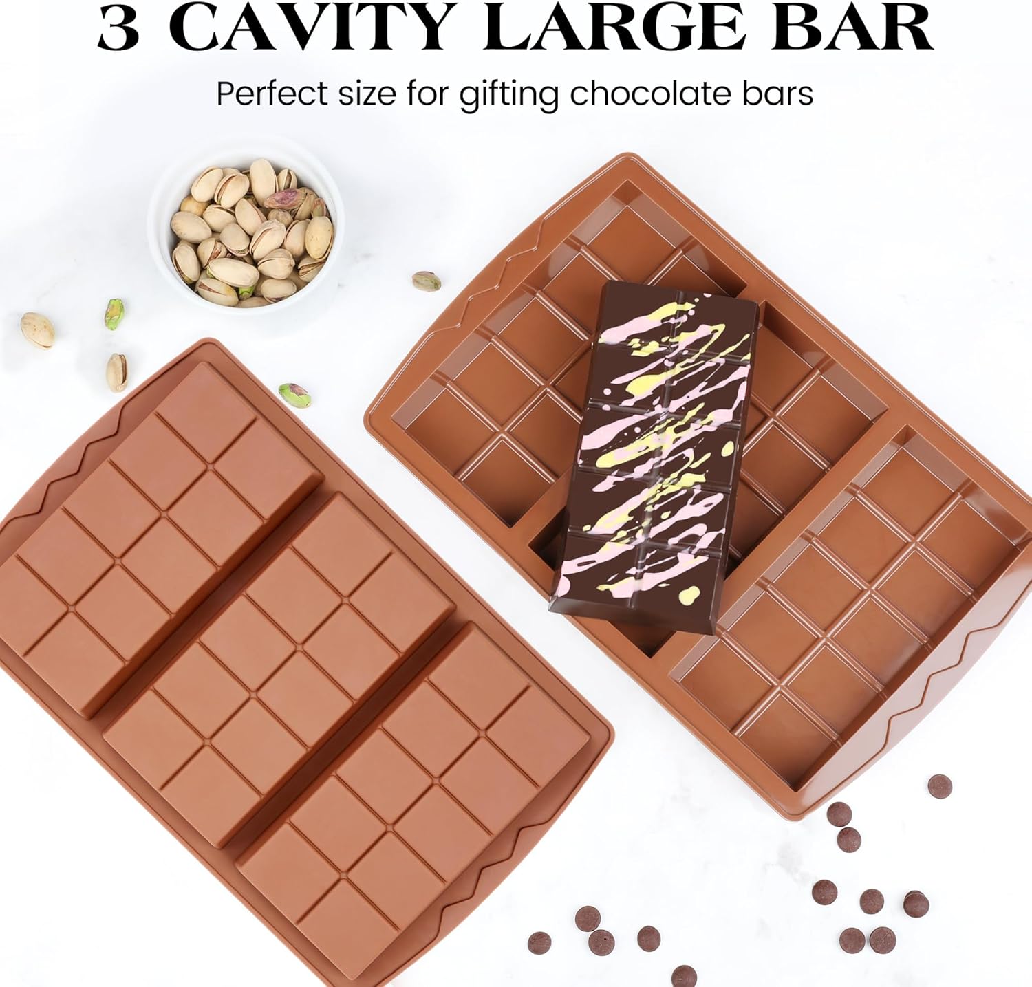1 Pc Chocolate Bar Mold Deep Large Chocolate Molds Silicone Break Apart Thick Silicone Molds for Candy Bar (10 Snap）