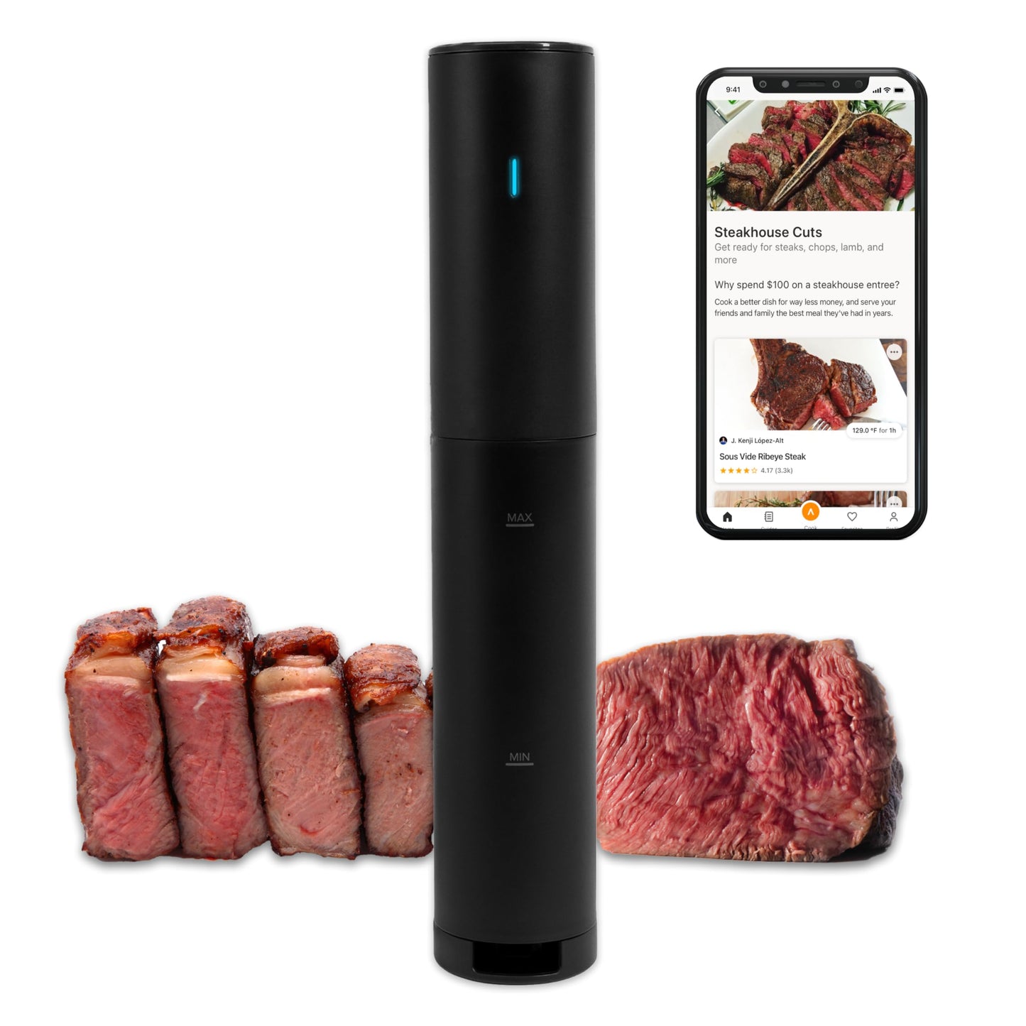 Anova Culinary Sous Vide Precision Cooker Mini, 850 Watts, Black and Orange, App Enabled, 2024 Model