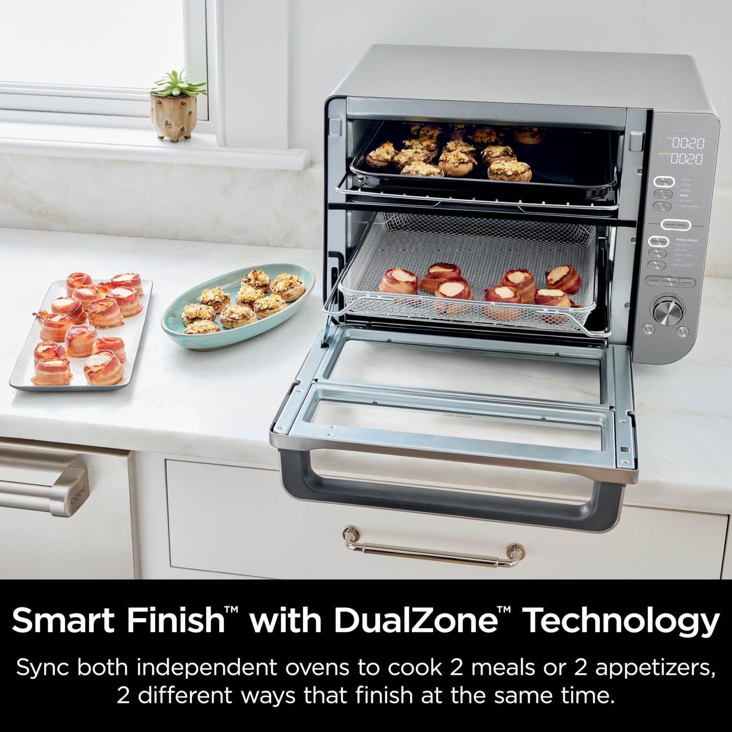 Ninja Countertop Oven Double Stack XL & Air Fryer with Pro Cook System, 12-in-1, Flexdoor, FlavorSeal, SMART FINISH with DualZone Technology, Air Fryer, Bake, Broil, Reheat, Stainless Steel, DCT651