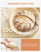 Kootek Banneton Bread Proofing Basket Set of 2, 9 Inch Round Sourdough Starter Kit, Baking Supplies Tools with Dough Whisk, Scoring Lame, and Other Accessories for Artisan Bread Making