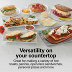 Hamilton Beach Panini Press Sandwich Maker & Electric Indoor Grill with Locking Lid, Opens 180 Degrees for any Thickness for Quesadillas, Burgers & More, Nonstick 8" x 10" Grids, Chrome (25460AG)