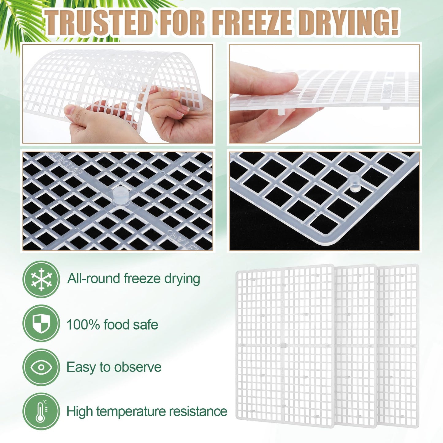 Tioncy 12 Pcs Tray Grids for Harvest Right Freeze Dryer Harvest Right Storage Rack for Fruit Vegetable Food Freeze Drying Accessories, Fits All Trays (Clear)