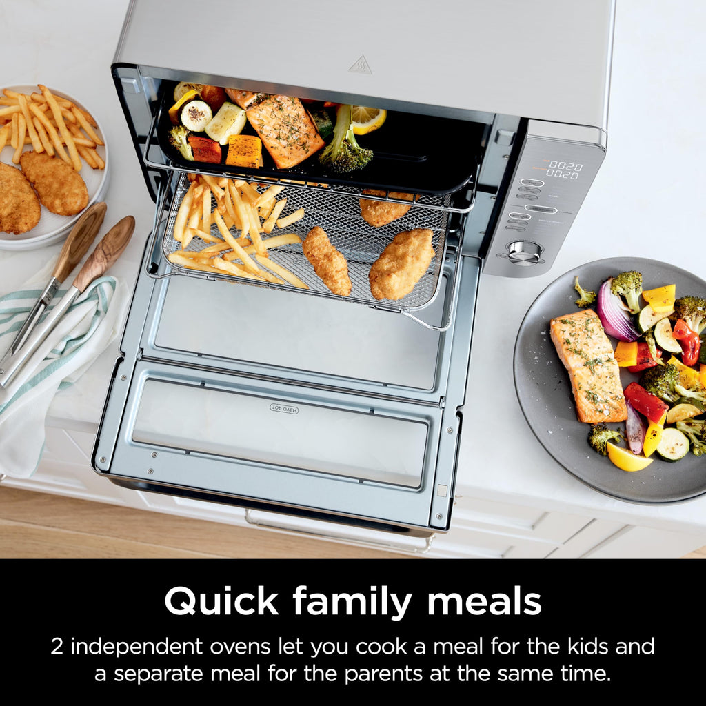 Ninja Double Stack XL Countertop Oven & Air Fryer, 12-in-1, Flexdoor, FlavorSeal, SMART FINISH with DualZone Technology, Countertop Oven, Air Fryer, Bake, Broil, Reheat, Pizza, Stainless Steel, DCT601