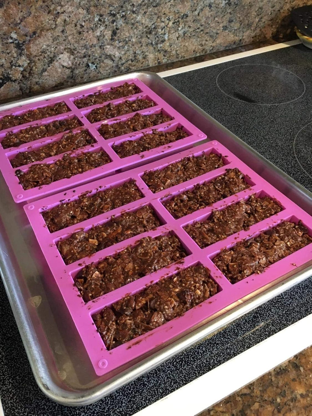 Palksky (2 Pcs) 8 Cavity Rectangle Granola Bar Silicone Mold/Nutrition/Cereal Bar Molds Energy Bar Maker for Chocolate Truffles Ganache Bread Brownie Cornbread Cheesecake Pudding Butter Mould