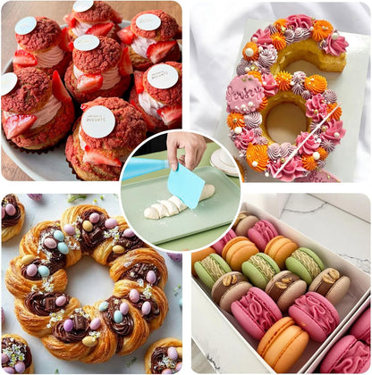 FANTEXY Piping Tips Set,29 Pieces Cake Decorating Supplies Kits with 24 Standard Piping Tips, 3 Scrapers,1 Converter,1 Reusable Pastry Bag, Stainless Steel Icing Nozzles for Cakes, Cupcakes, Cookies