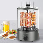 Electric grill automatically rotates
