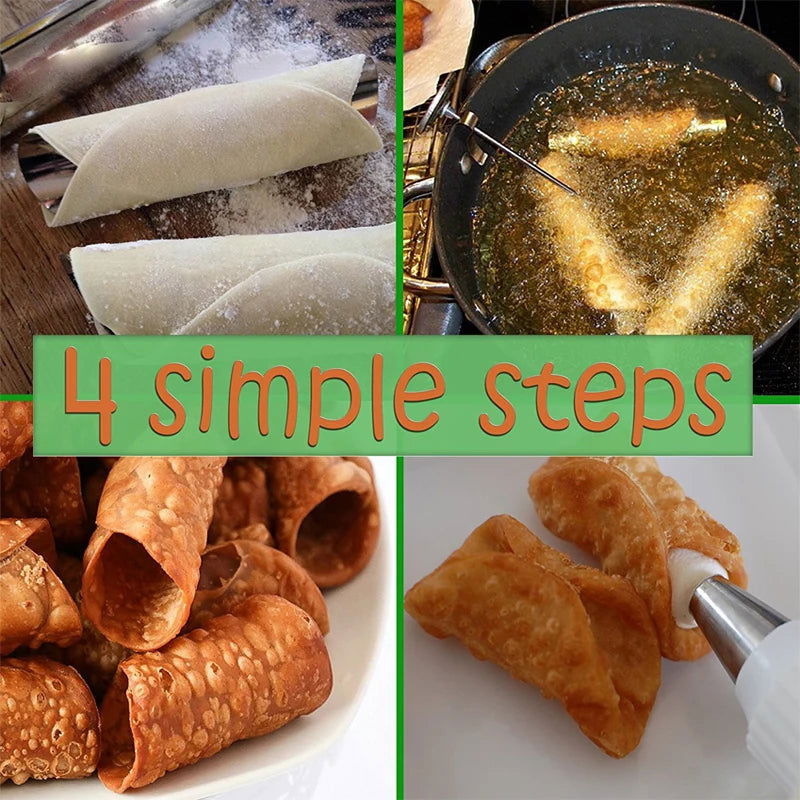 8 Pieces Cannoli Forms Dessert Pastry Cream Molds Stainless Steel DIY Baking Mold Cake Kitchen Mold Cooking Tool - Walfos® Kitchenware