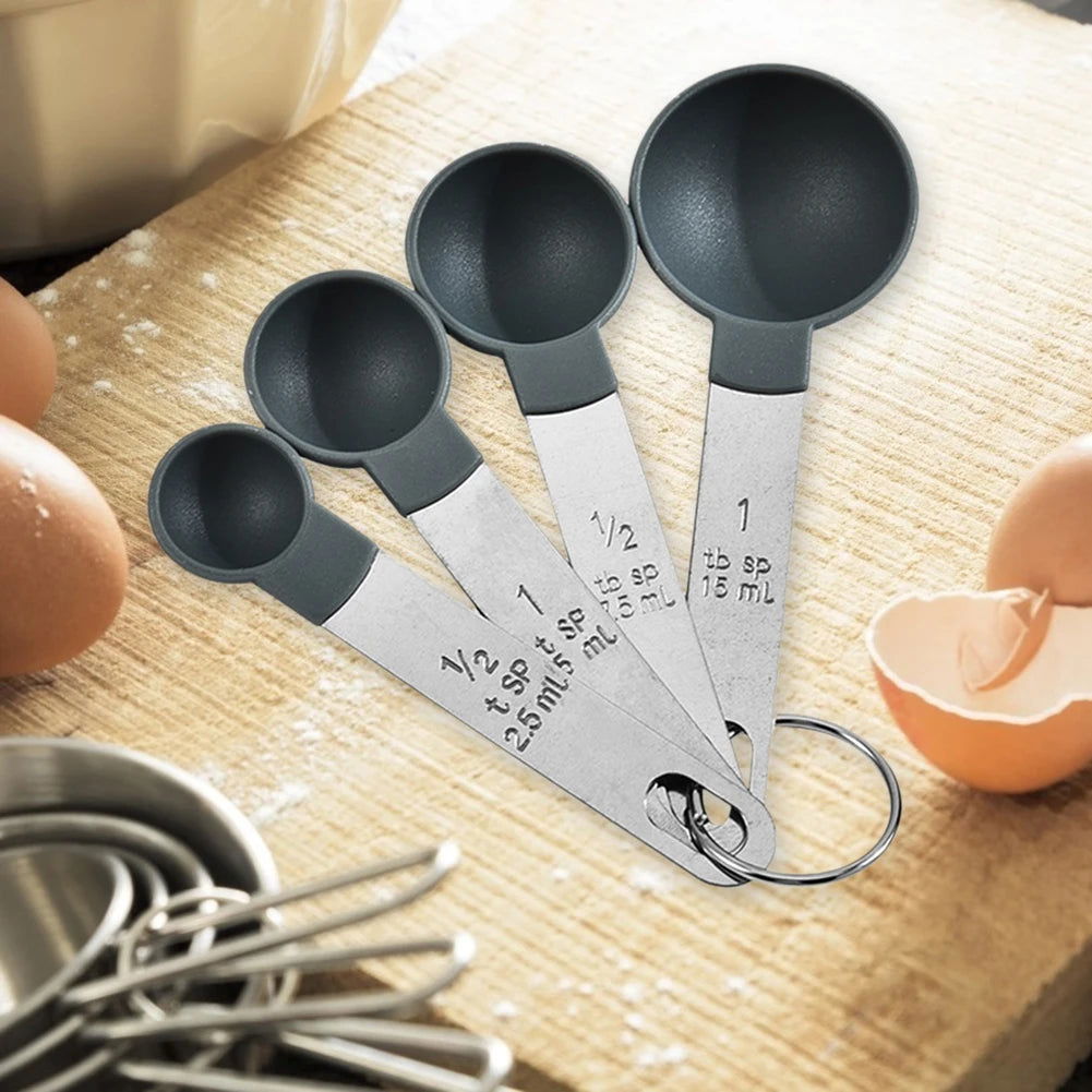 8pcs Baking Tools Kitchen Measuring Spoon Set Stainless Steel Handle Measuring Cup With Scale Measuring Spoon Kitchen Gadgets - Walfos® Kitchenware