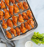 Nordic Ware Oven Crisp Baking Tray 2pc Set Includes Pan and Rack; Natural Aluminum For Air Frying, Crisping, Broiling, Baking