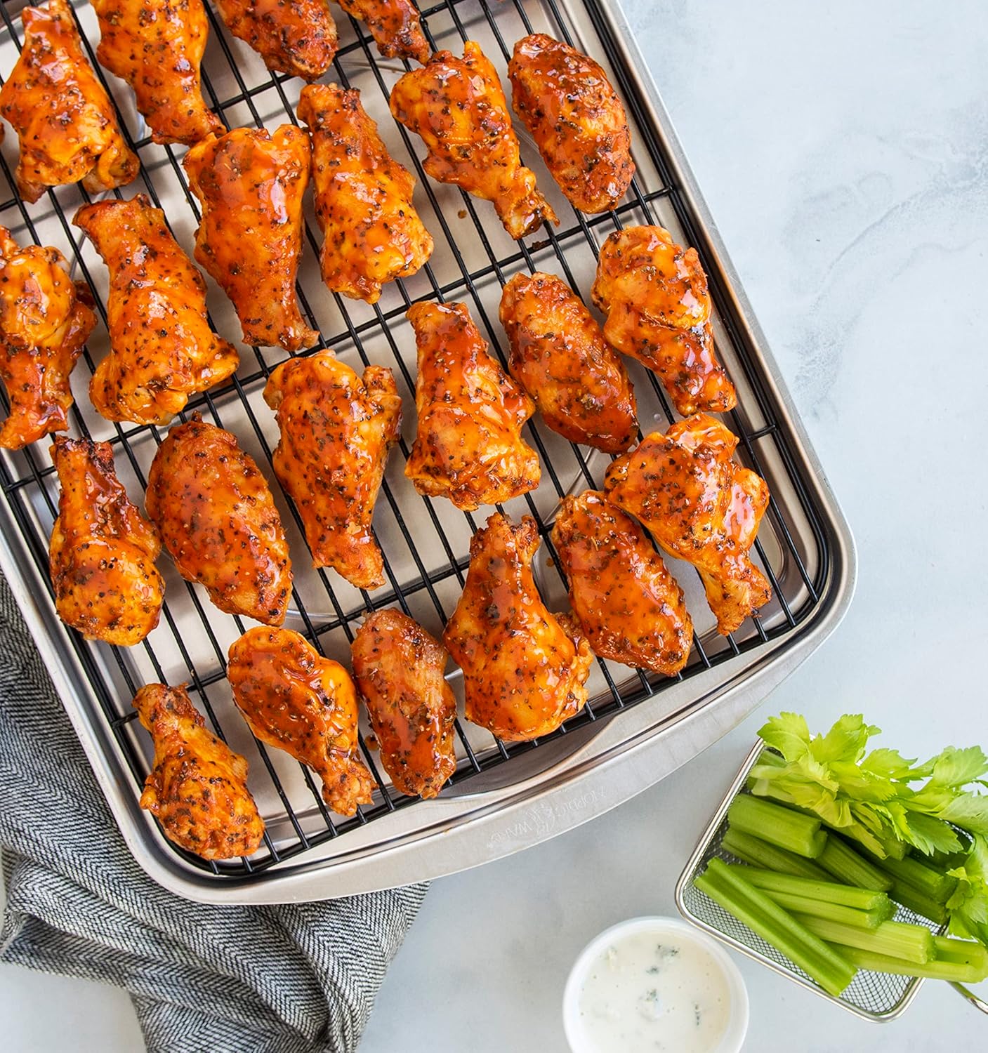 Nordic Ware Oven Crisp Baking Tray 2pc Set Includes Pan and Rack; Natural Aluminum For Air Frying, Crisping, Broiling, Baking